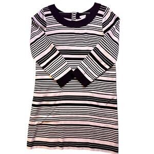 J.CREW Silk Dress Womens 6 Navy Blue Striped 3/4 Sleeve Shift Lined Zip Back